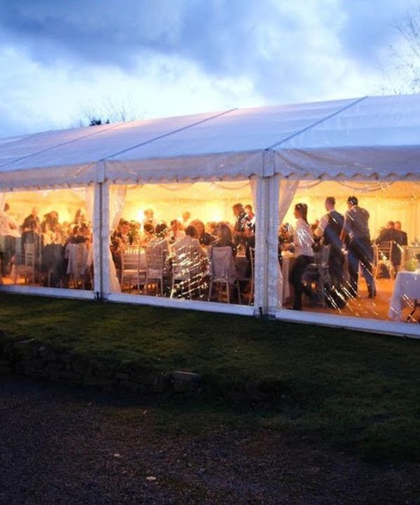 clear span marquee with panoramic windows